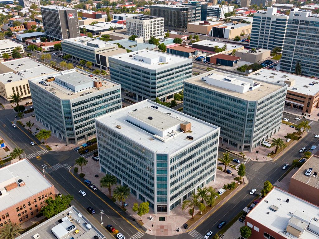 Aerial view of Scottsdale's Galleria, home to various businesses including Pure Insurance.