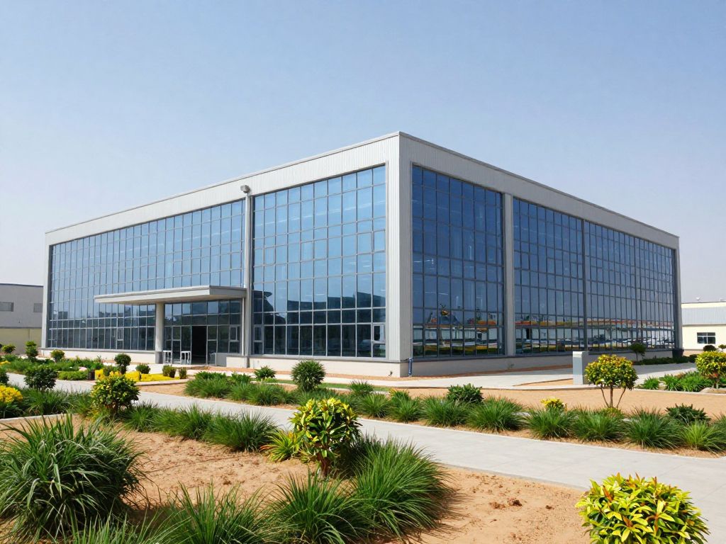 Exterior view of the Source Business Center showcasing contemporary architecture and landscaping.