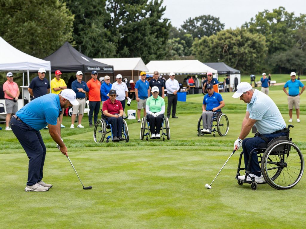 Athletes competing in the Special Olympics Putting Challenge at WM Phoenix Open