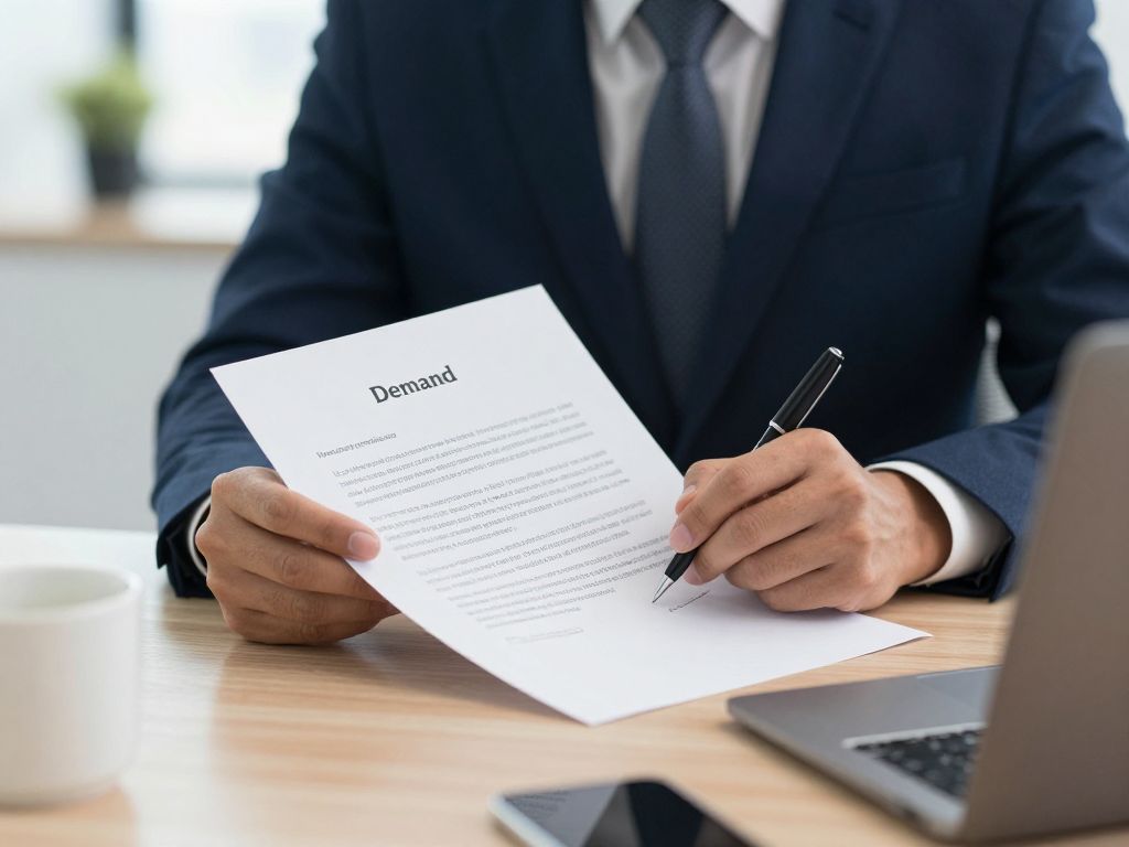 Business professional writing a demand letter