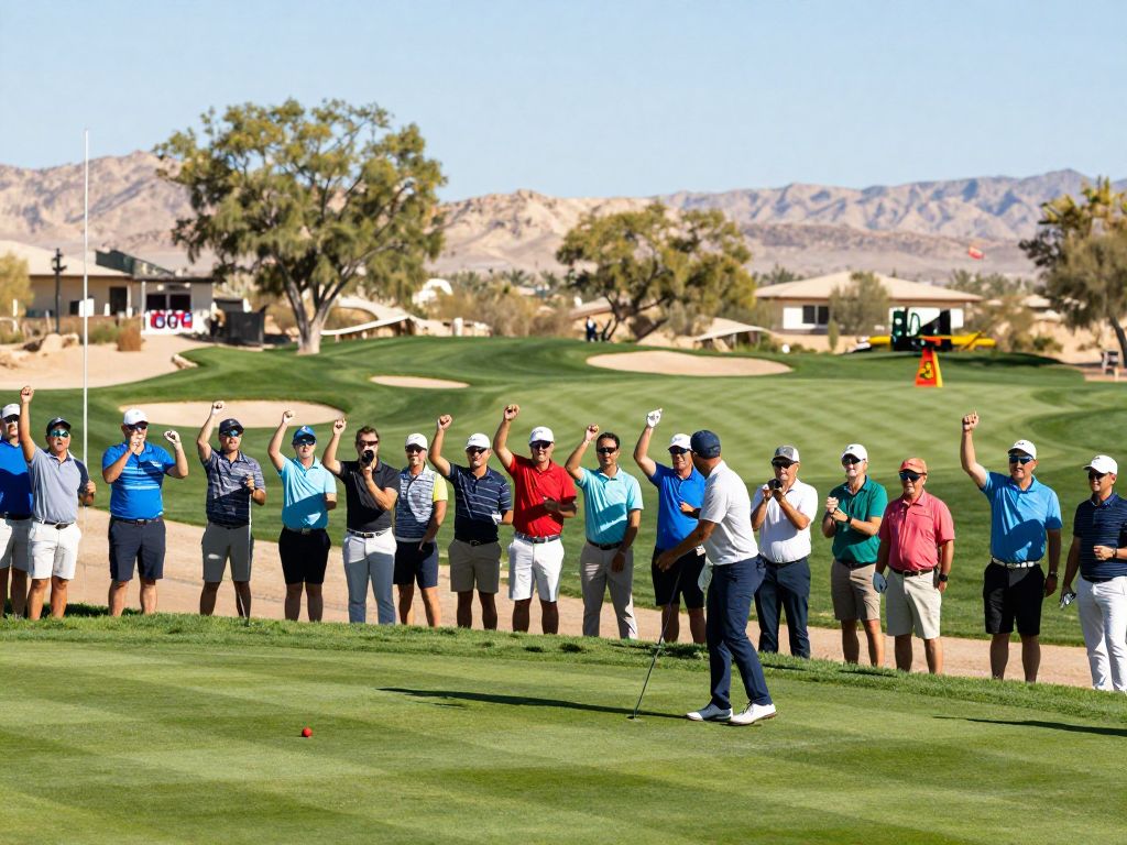 Crowd cheering at a golf tournament