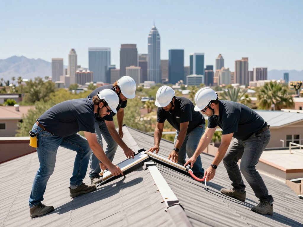 Team from TSM Roofing LLC working on a roofing project in Scottsdale