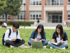 Students studying on the University of Arizona campus