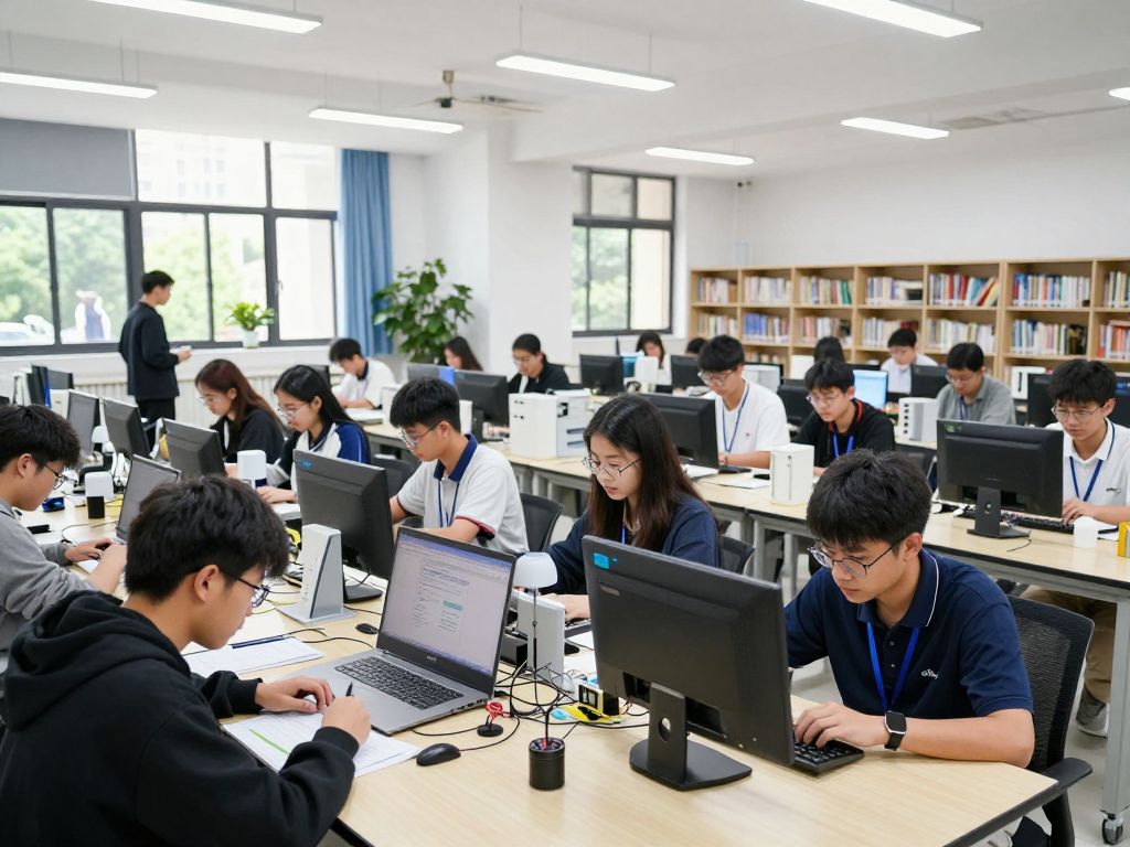 Students at the University of Arizona engaged in technology and semiconductor education.