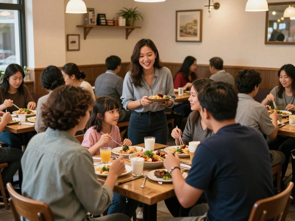 Customers enjoying meals at the reopened U.S. Egg restaurant in Tempe