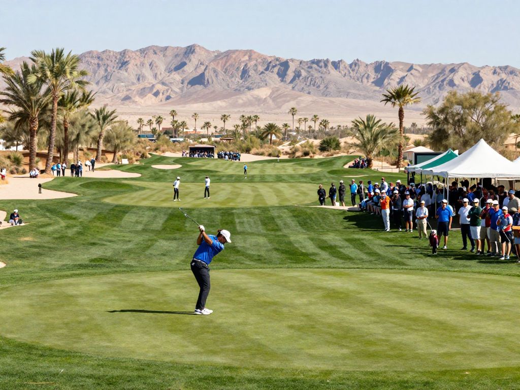 Crowd and golfers at the Waste Management Phoenix Open