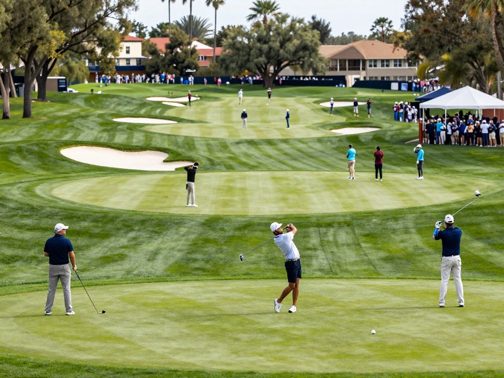 View of fans and players at the WM Phoenix Open's 16th hole.