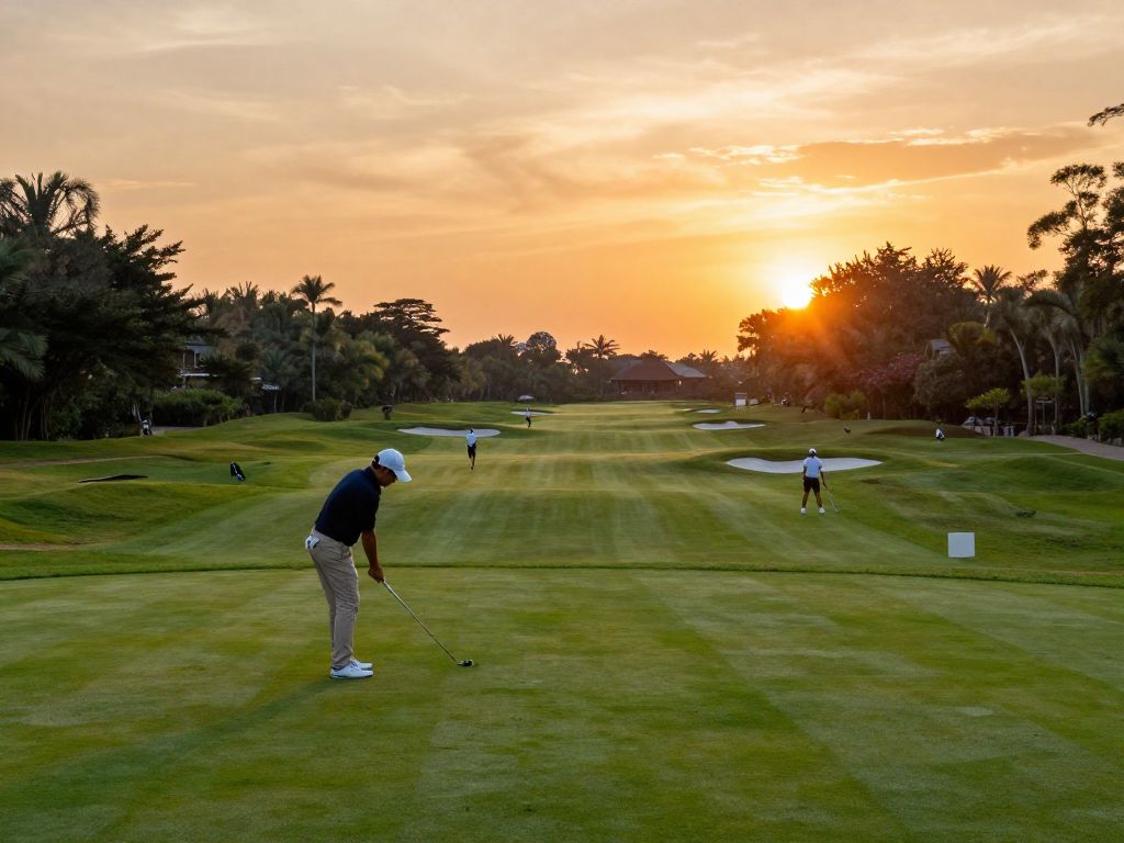 Golf tournament taking place at a scenic golf course
