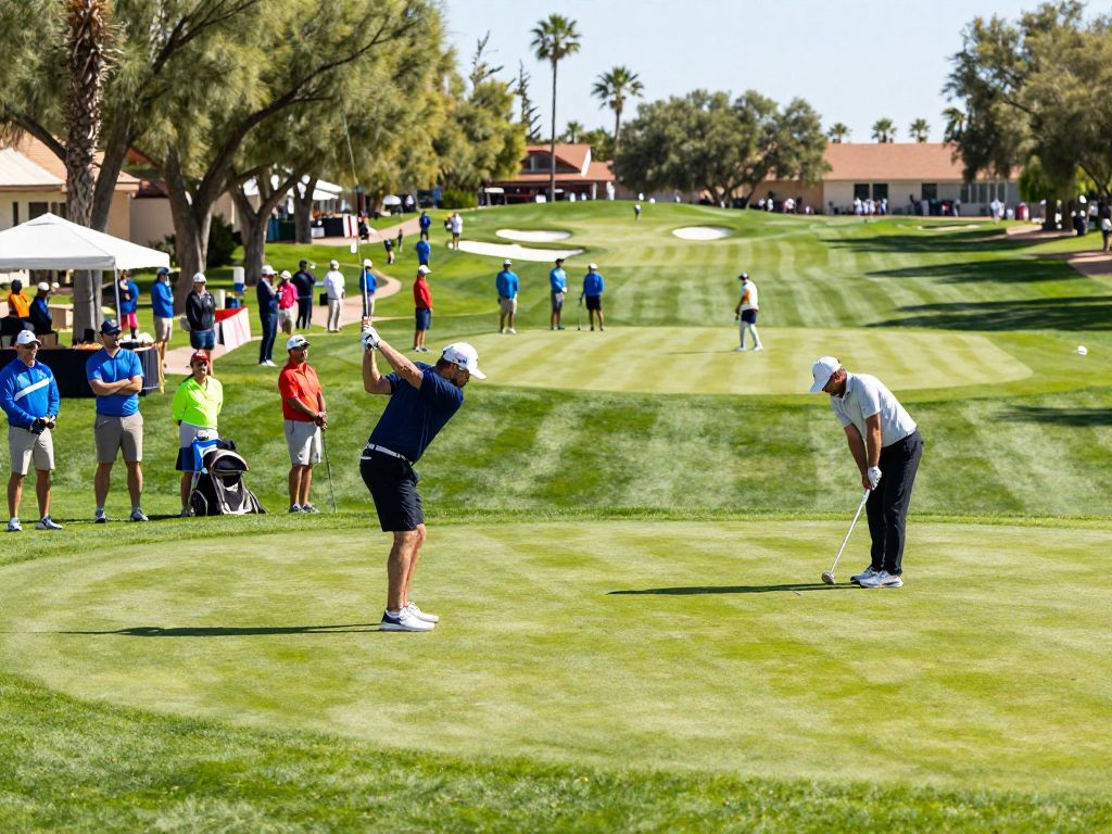 Golf fans and players at the WM Phoenix Open at TPC Scottsdale