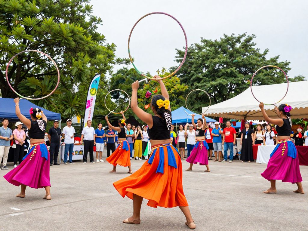 Hoop dancers performing at the World Championship Hoop Dance Contest in Phoenix
