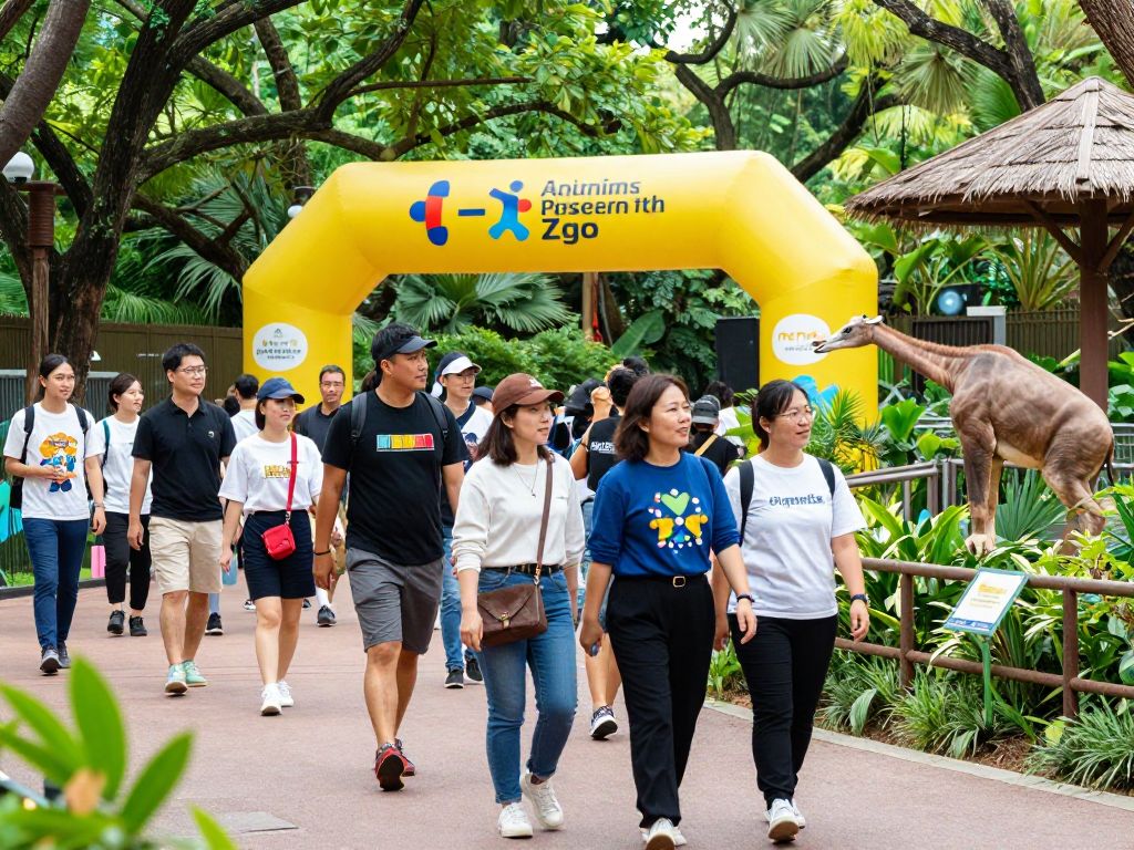 Participants walking at the ZooWalk for Autism Research at the Phoenix Zoo