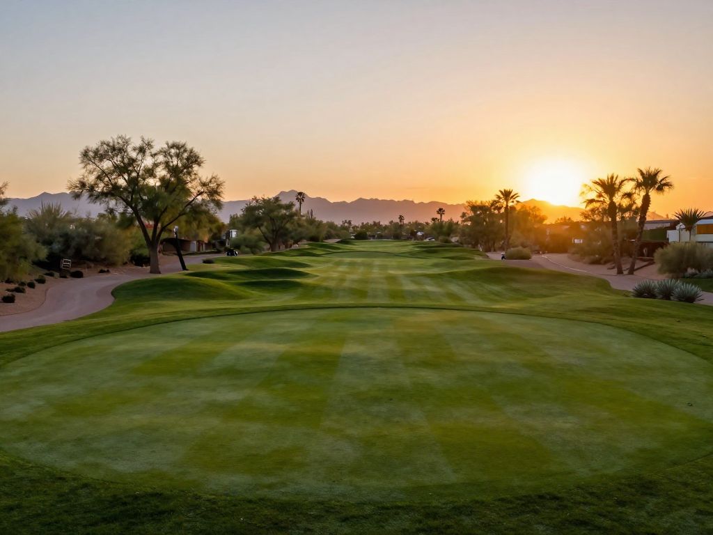 Scenic sunset view of a golf course in Arizona