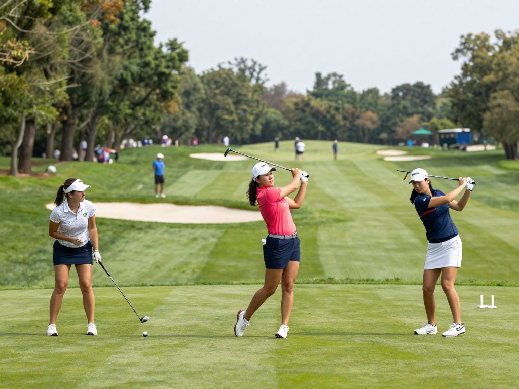 Dynamic golf action during an LPGA Tour event