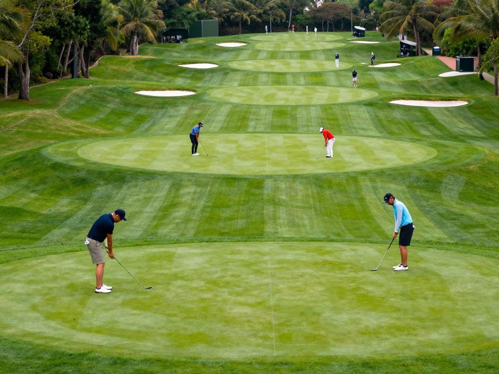 Golf course in Palm Beach Gardens with players and a clear sky