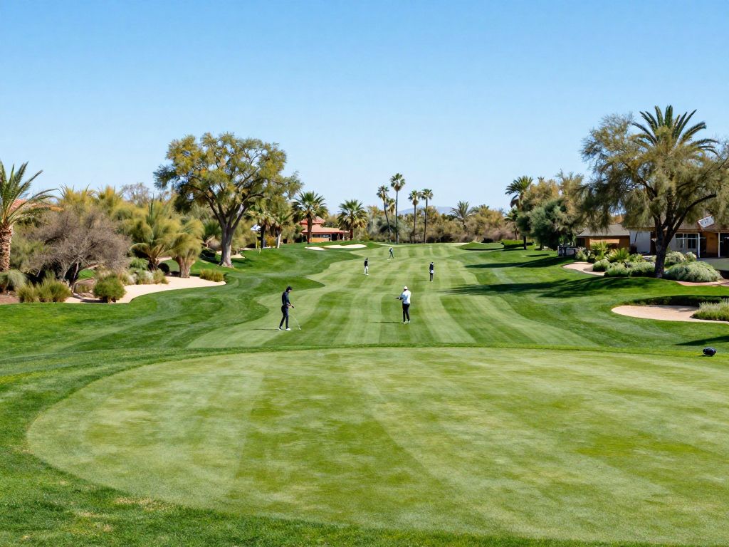 View of golfers playing at Papago Golf Club during a tournament