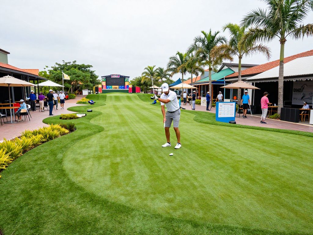 Outdoor 36-hole putting course at PopStroke in Gilbert, Arizona