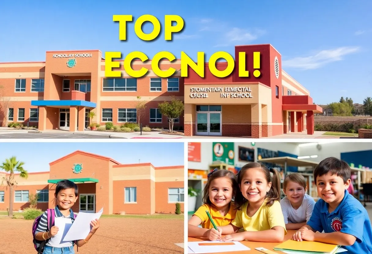 A collage of top-ranked elementary schools in Phoenix with students engaged in learning.
